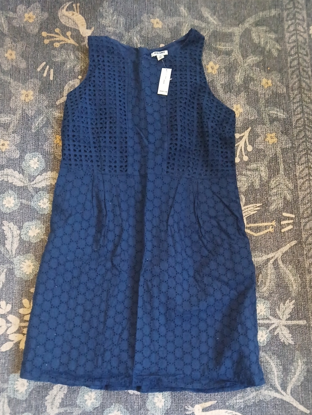 Old Navy Navy Sleeveless Eyelet Shift Dress